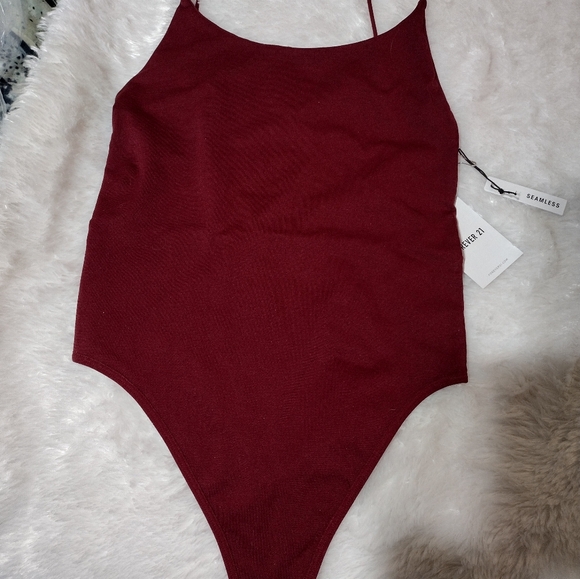 3 piece Forever 21 Bodysuits/ Apple Green-Burgundy-Copper Brown/ SZ M and L/ NWT - Picture 5 of 11